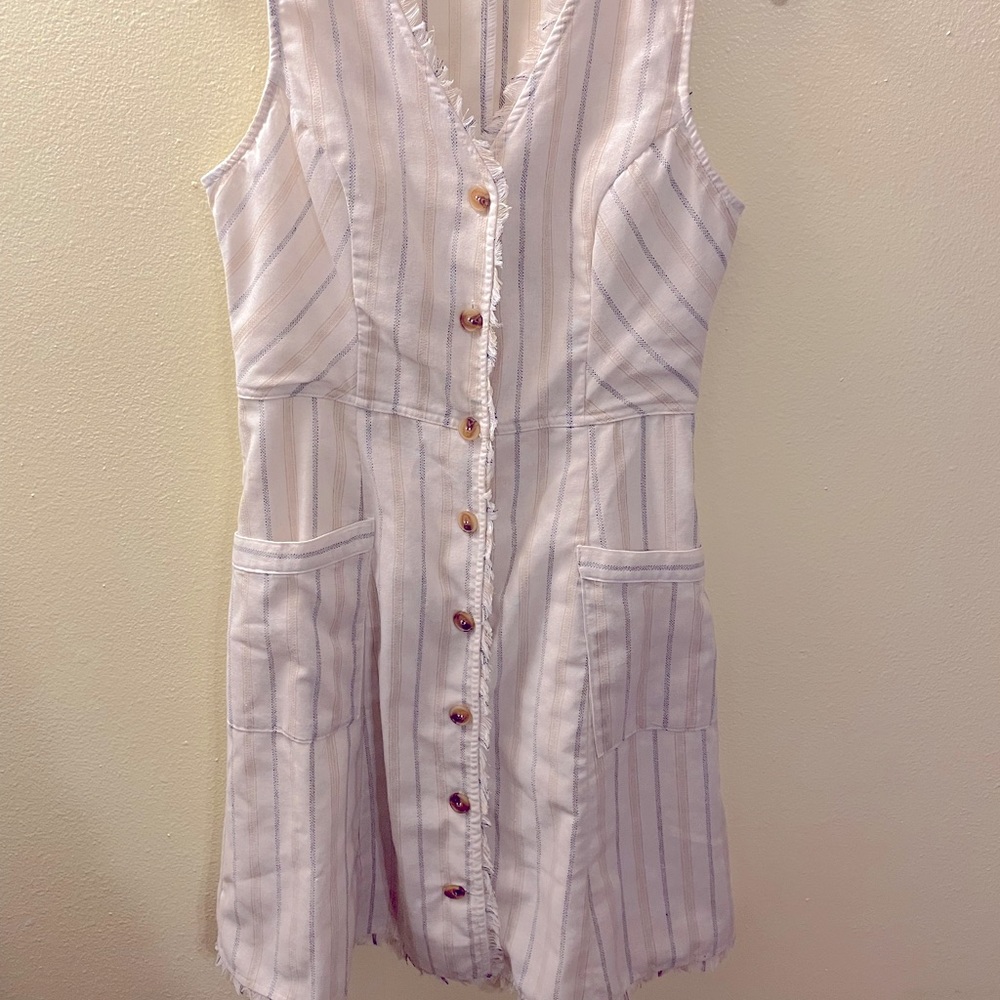 Doe and Rae frayed hem button down cotton dress